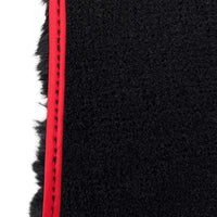 Black Sheepskin Floor Mats for Rolls Royce Spectre (2023-2024) with Red Leather