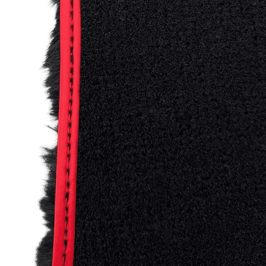 Black Sheepskin Floor Mats for Rolls Royce Spectre (2023-2024) with Red Leather