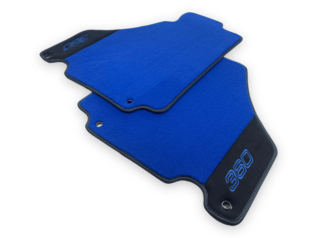 Blue Floor Mats For Ferrari 360 Modena 1999-2005 With Alcantara Leather - AutoWin