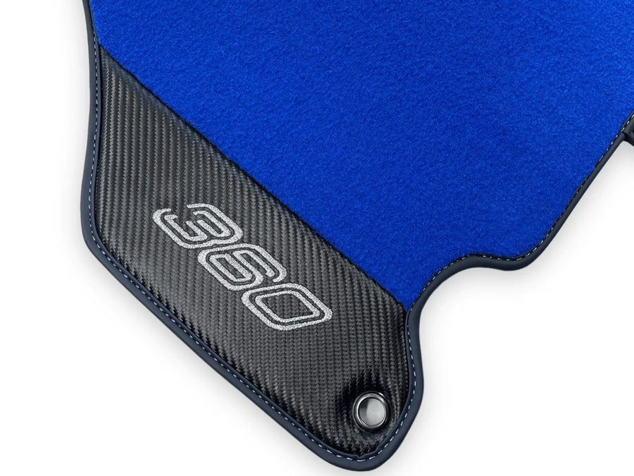 Blue Floor Mats For Ferrari 360 Modena 1999-2005 With Carbon Fiber Leather - AutoWin