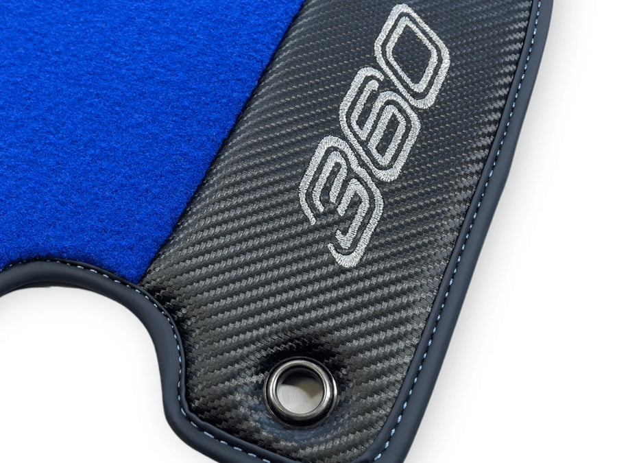 Blue Floor Mats For Ferrari 360 Modena 1999-2005 With Carbon Fiber Leather - AutoWin