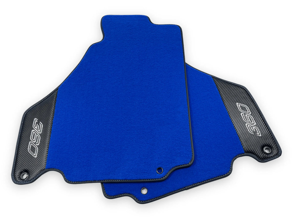 Blue Floor Mats For Ferrari 360 Modena 1999-2005 With Carbon Fiber Leather - AutoWin