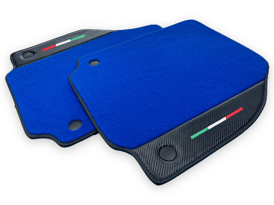 Blue Floor Mats For Ferrari 458 Italia 2009-2015 Carbon Fiber Leather