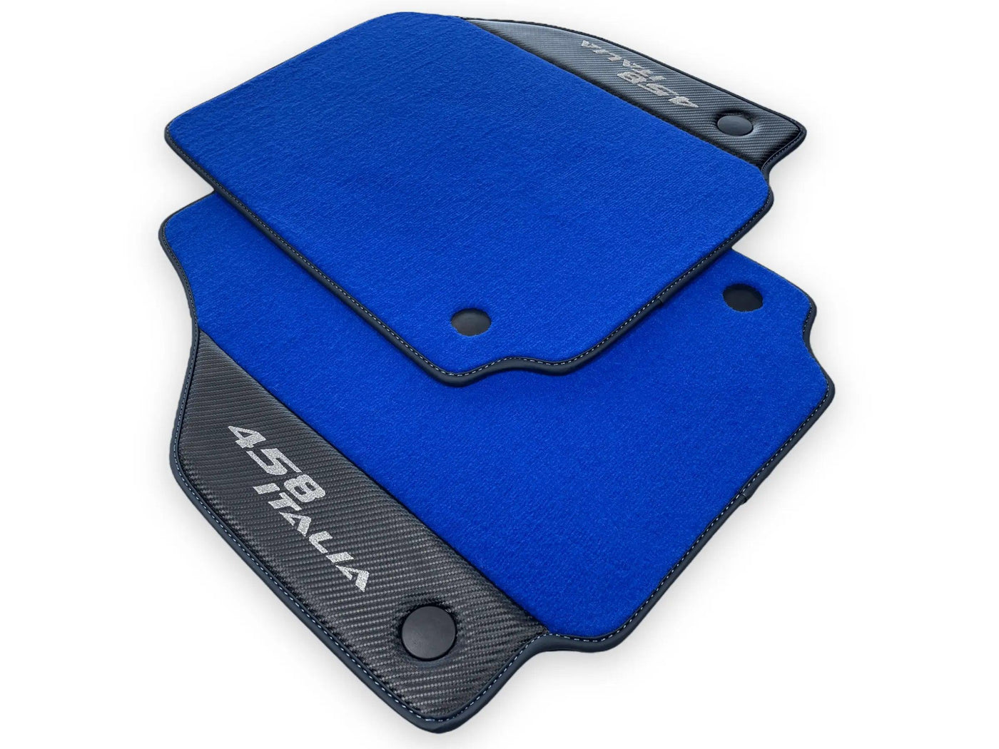Blue Floor Mats For Ferrari 458 Italia 2009-2015 Carbon Fiber Leather - AutoWin