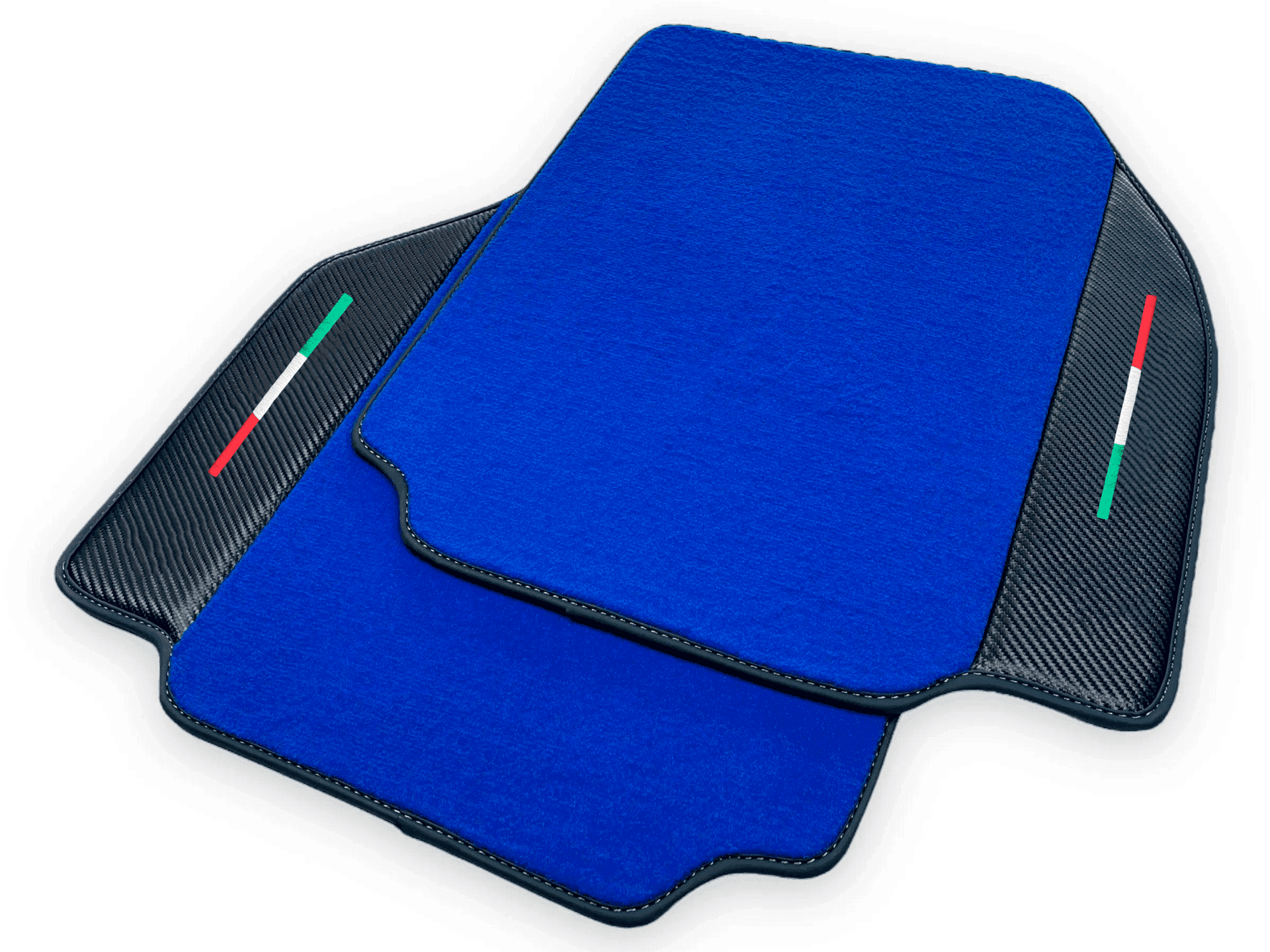 Blue Floor Mats For Ferrari 488 Pista Spider 2019-2021 With Carbon Fiber Leather