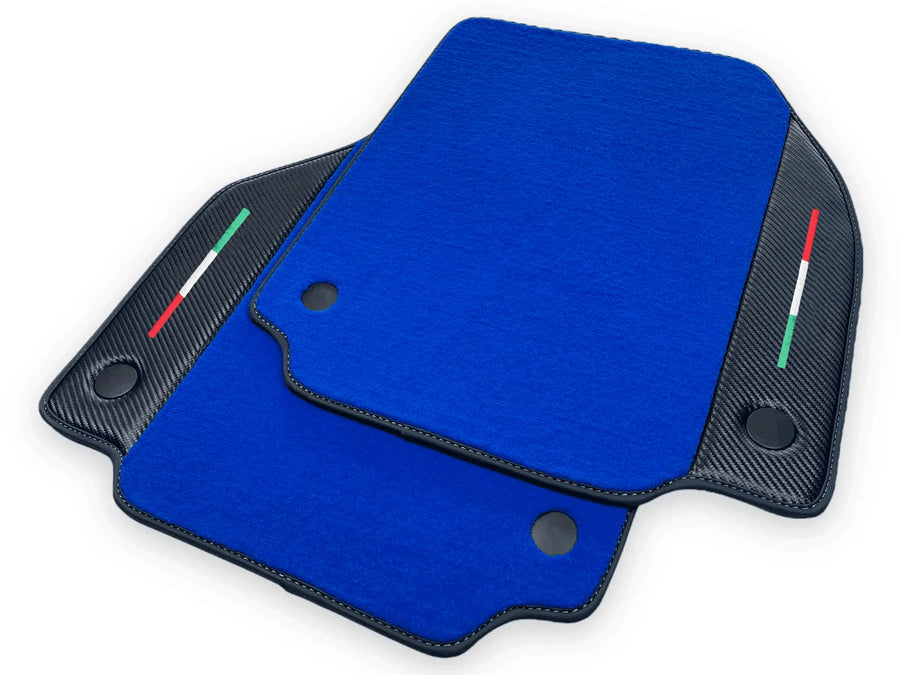 Blue Floor Mats For Ferrari 458 Italia 2009-2015 Carbon Fiber Leather