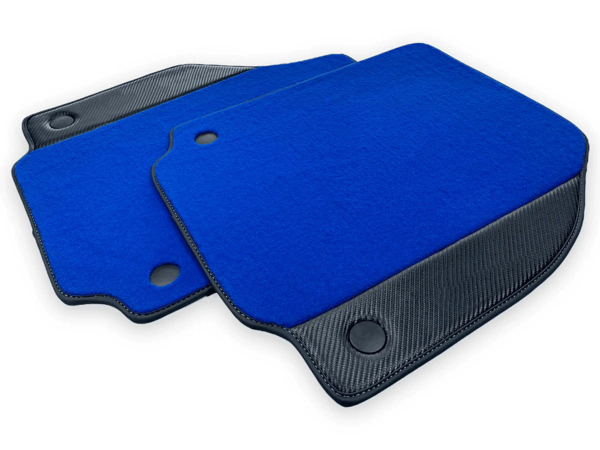 Blue Floor Mats For Ferrari 458 Italia 2009-2015 Carbon Fiber Leather