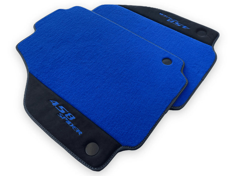 Blue Floor Mats For Ferrari 458 Italia 2009-2015 With Alcantara Leather - AutoWin