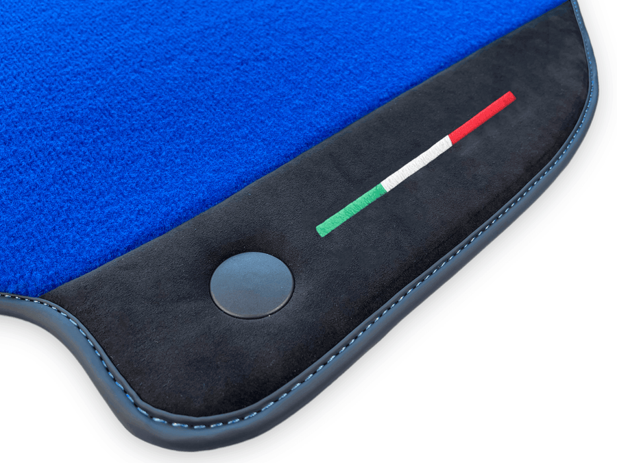 Blue Floor Mats For Ferrari 488 GTB 2016-2022 Carpets With Alcantara Leather - AutoWin