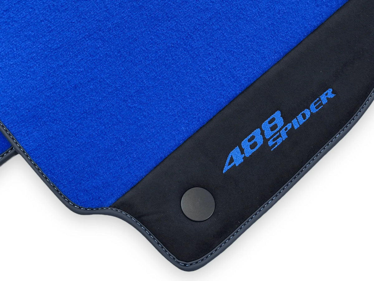 Blue Floor Mats For Ferrari 488 Spider 2015-2022 With Alcantara Leather - AutoWin