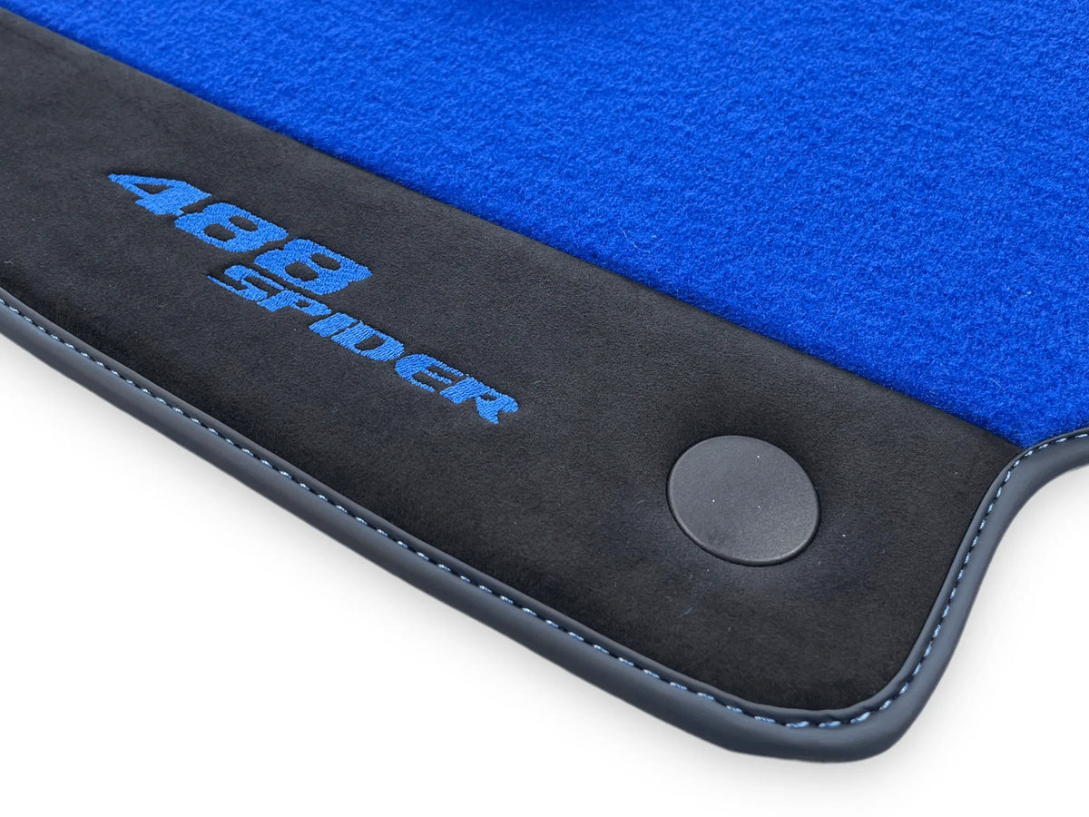 Blue Floor Mats For Ferrari 488 Spider 2015-2022 With Alcantara Leather - AutoWin