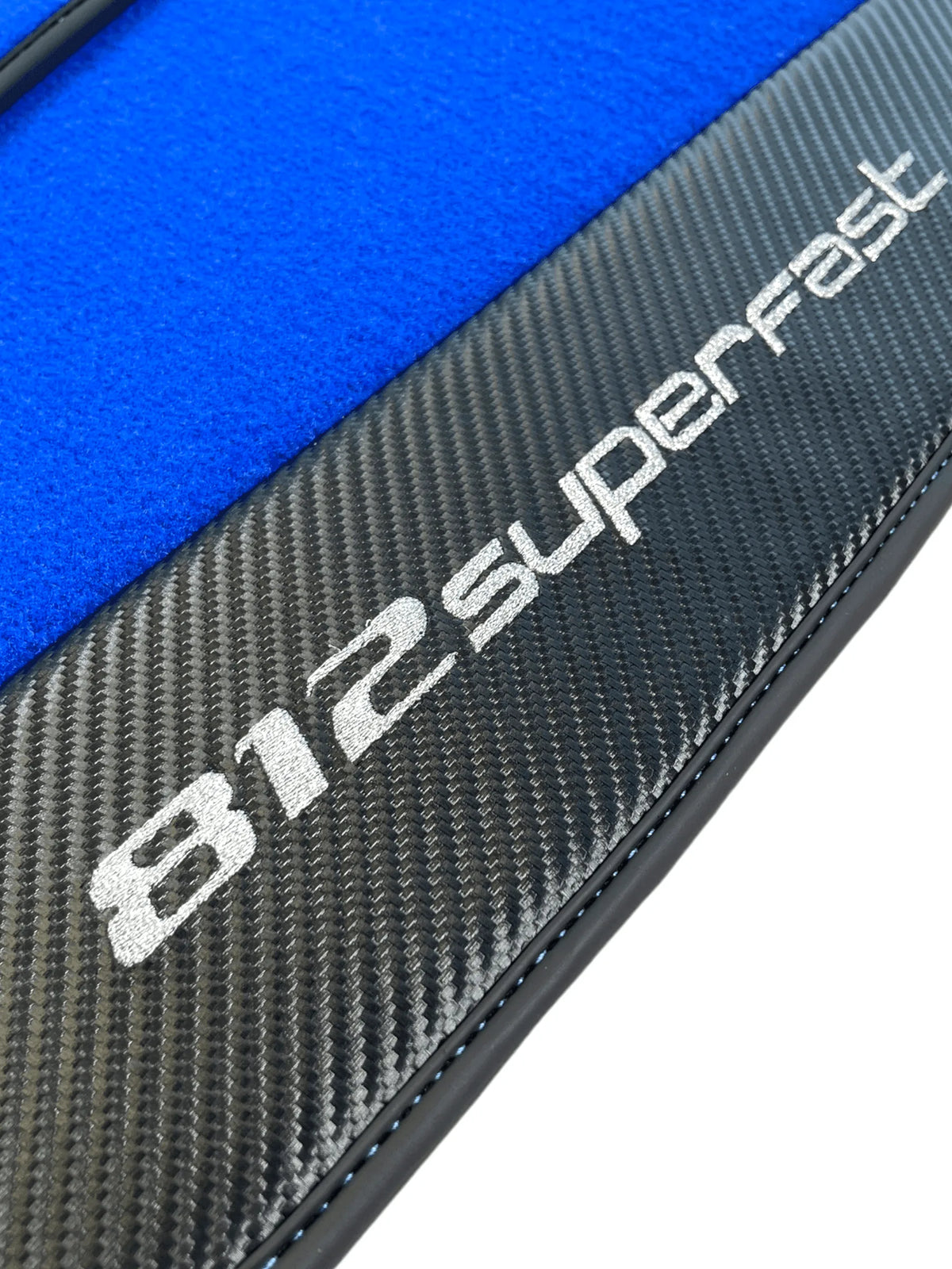 Blue Floor Mats For Ferrari 812 Superfast With Carbon Fiber Leather - AutoWin