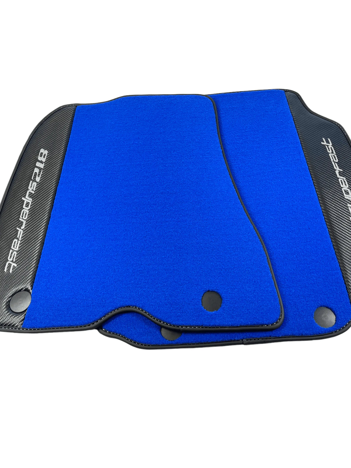 Blue Floor Mats For Ferrari 812 Superfast With Carbon Fiber Leather - AutoWin
