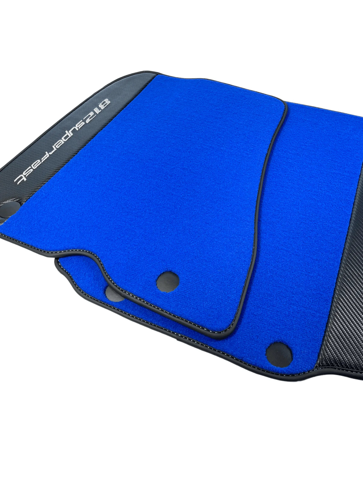Blue Floor Mats For Ferrari 812 Superfast With Carbon Fiber Leather - AutoWin