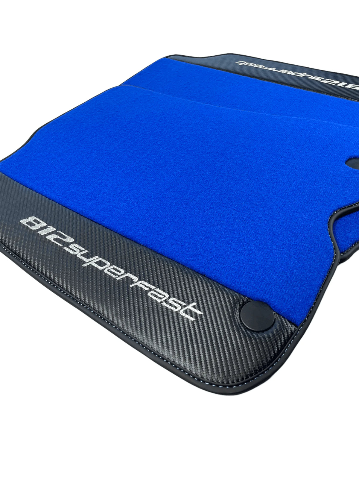 Blue Floor Mats For Ferrari 812 Superfast With Carbon Fiber Leather - AutoWin