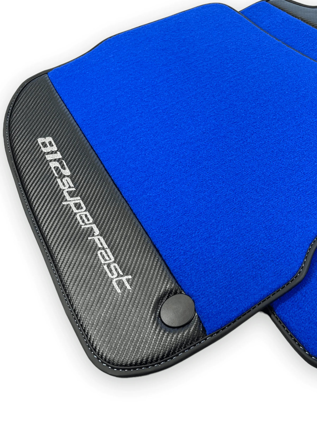 Blue Floor Mats For Ferrari 812 Superfast With Carbon Fiber Leather - AutoWin