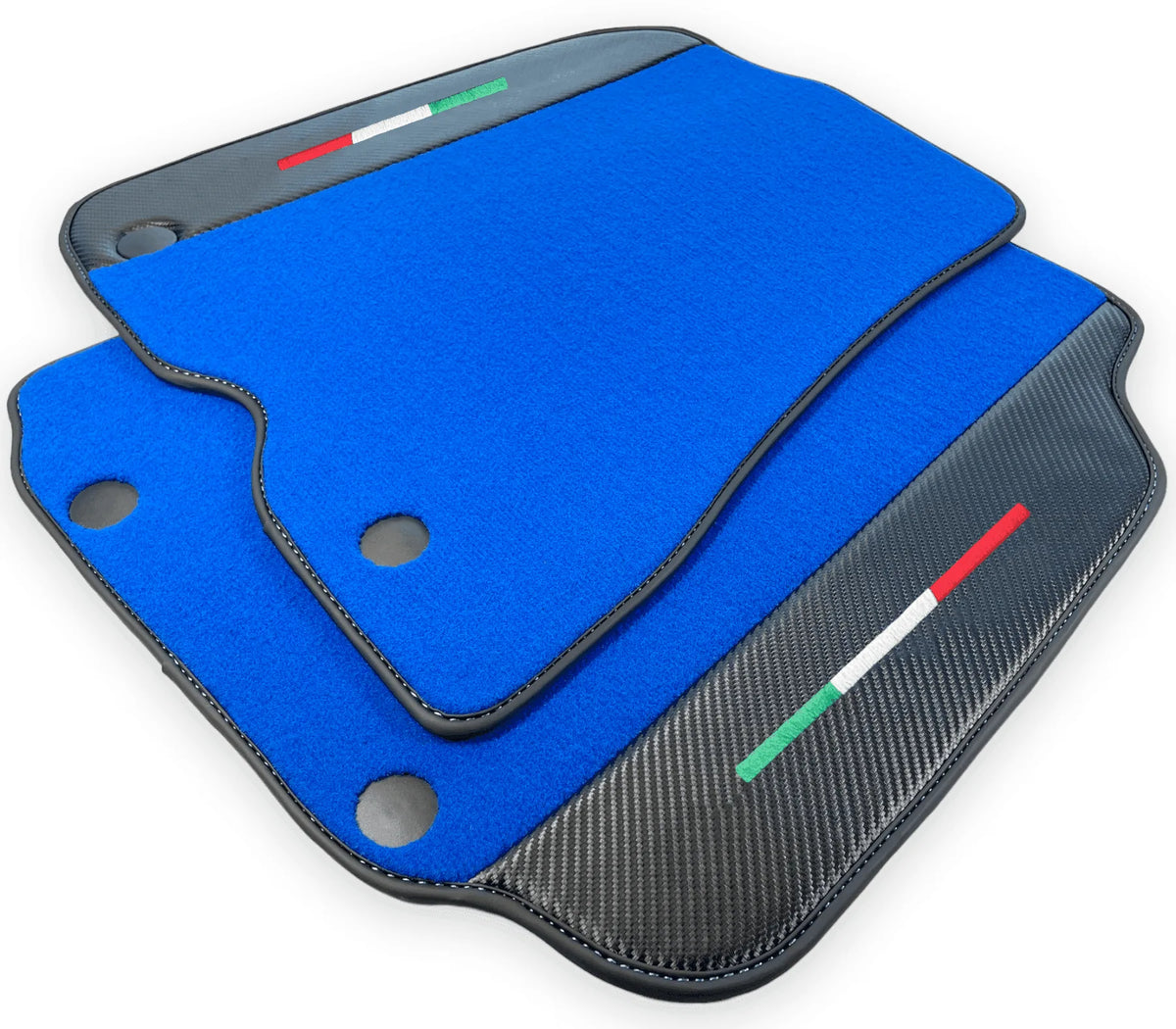 Blue Floor Mats For Ferrari 812 Superfast With Carbon Fiber Leather