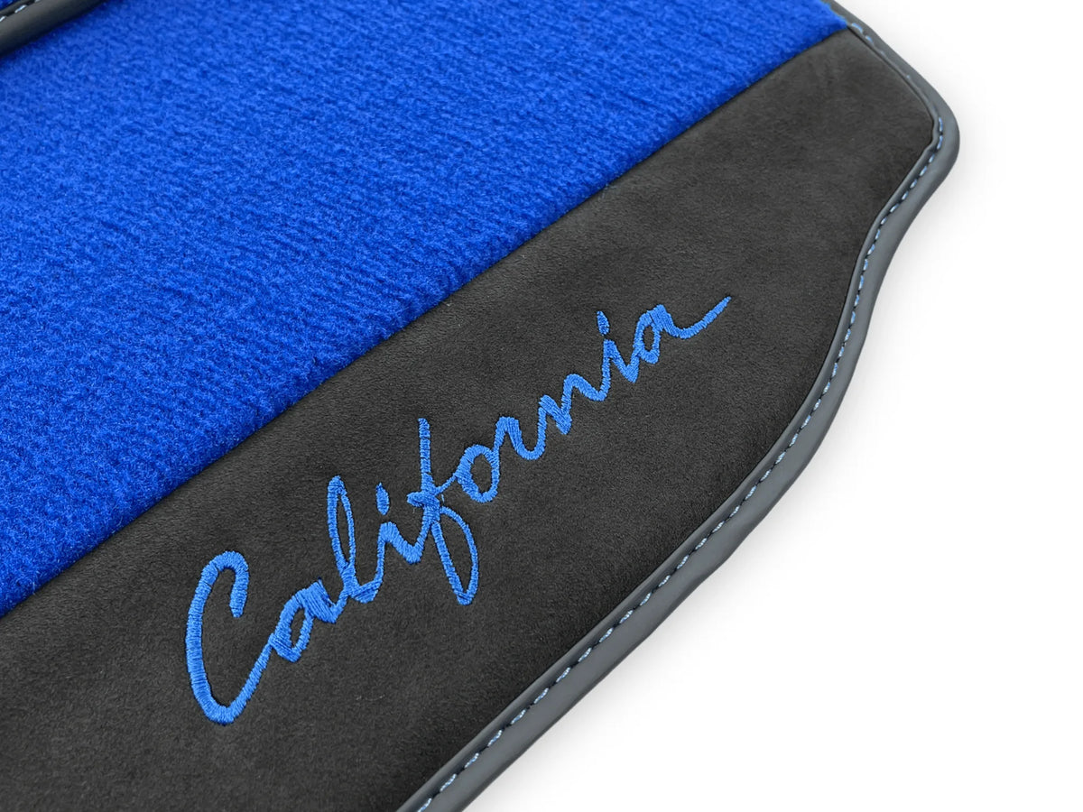 Blue Floor Mats For Ferrari California 2008-2014 With Alcantara - AutoWin
