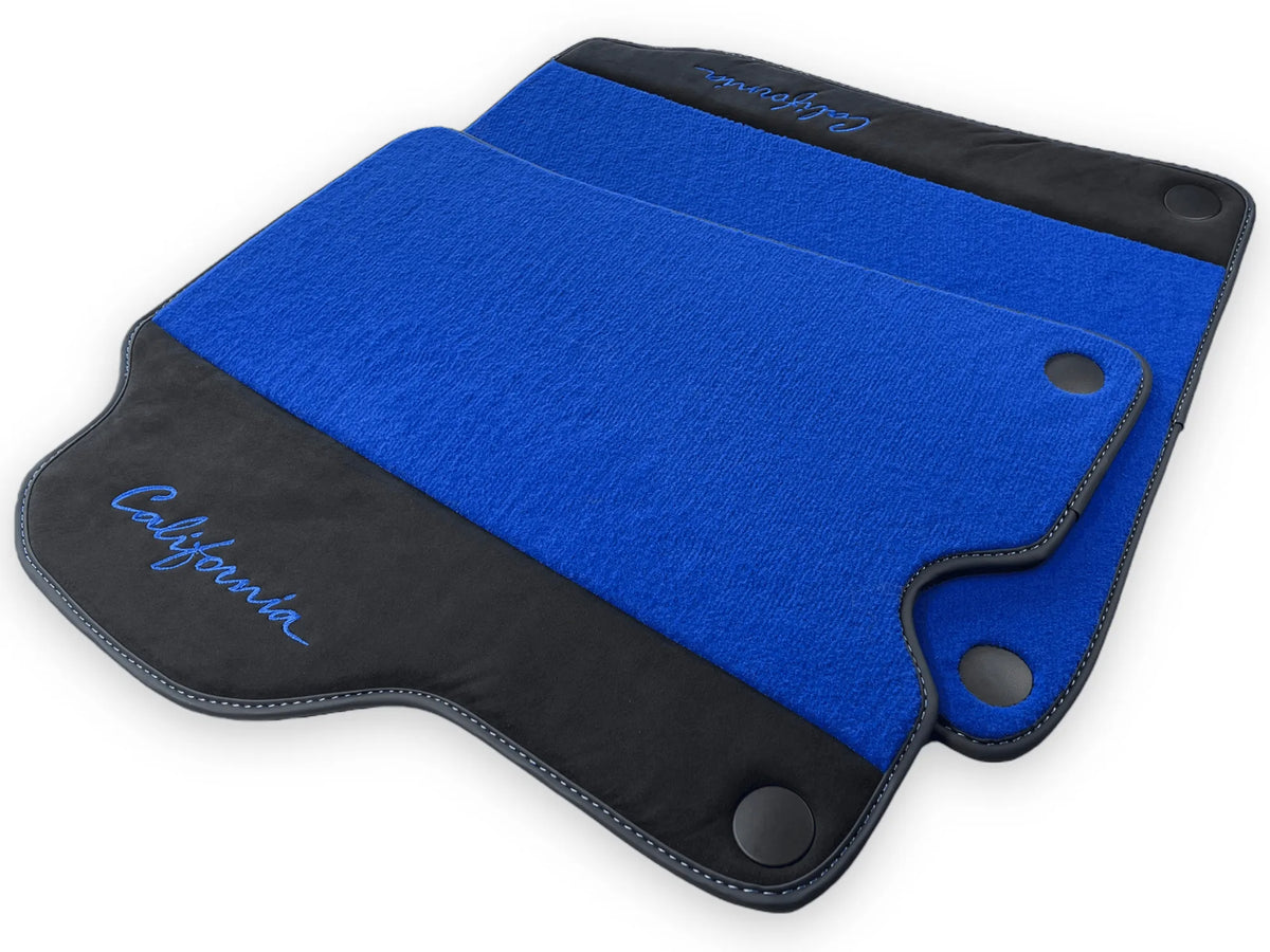 Blue Floor Mats For Ferrari California 2008-2014 With Alcantara - AutoWin