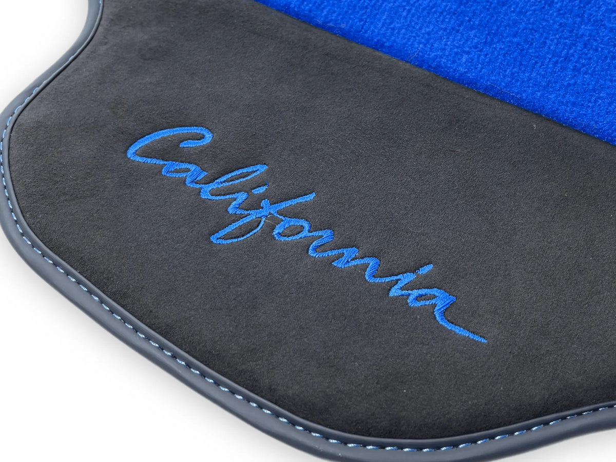 Blue Floor Mats For Ferrari California 2008-2014 With Alcantara - AutoWin