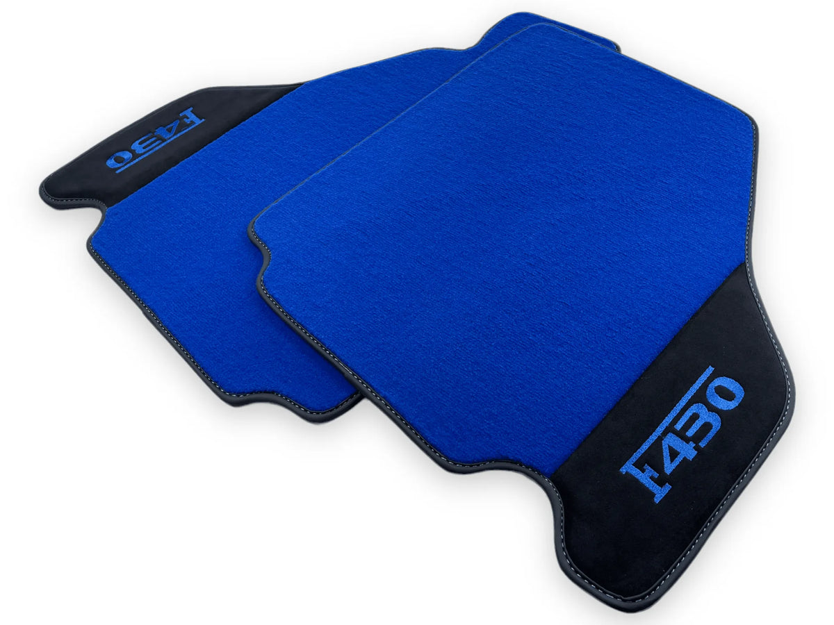 Blue Floor Mats For Ferrari F430 2004-2009 With Alcantara Leather - AutoWin
