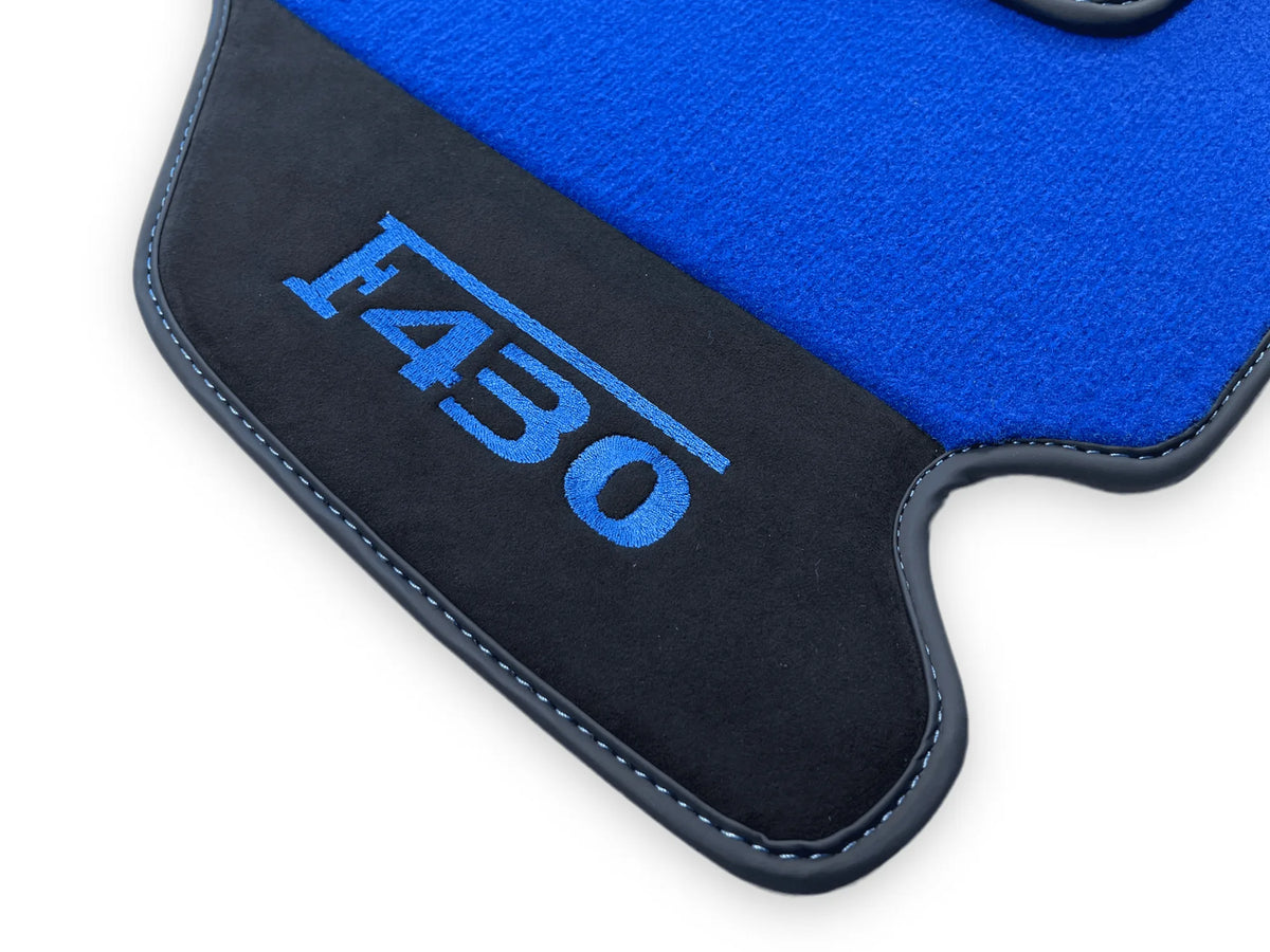 Blue Floor Mats For Ferrari F430 2004-2009 With Alcantara Leather - AutoWin