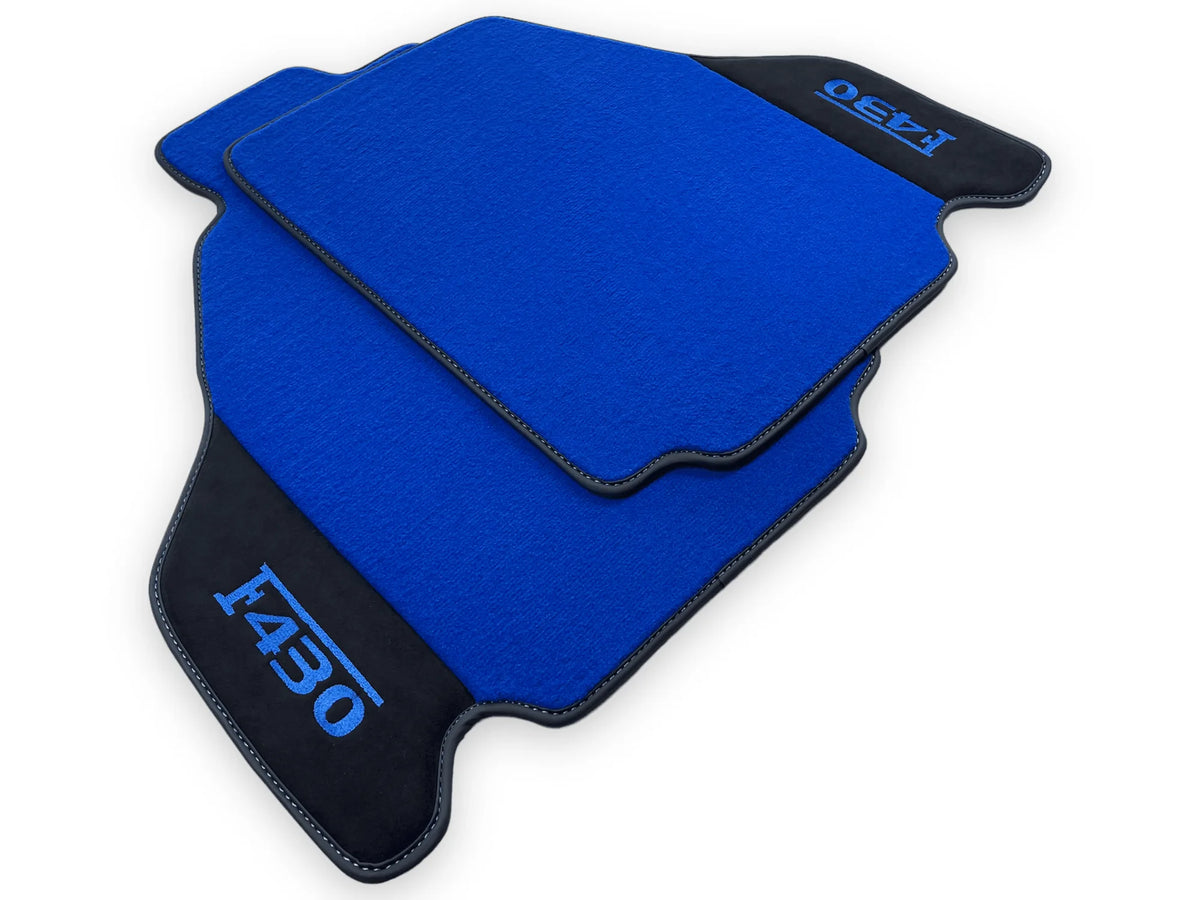 Blue Floor Mats For Ferrari F430 2004-2009 With Alcantara Leather - AutoWin