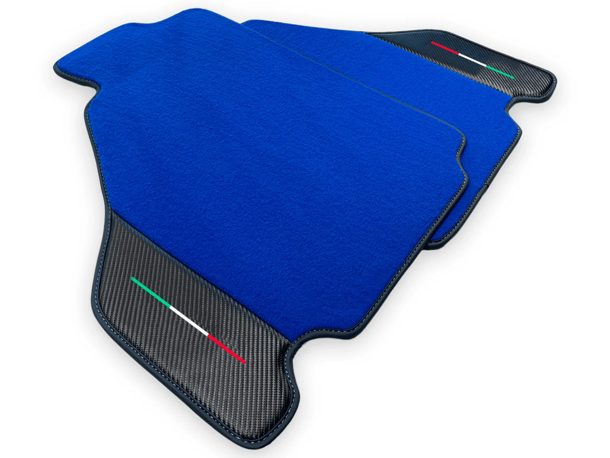 Blue Floor Mats For Ferrari F430 2004-2009 With Carbon Fiber Leather - AutoWin