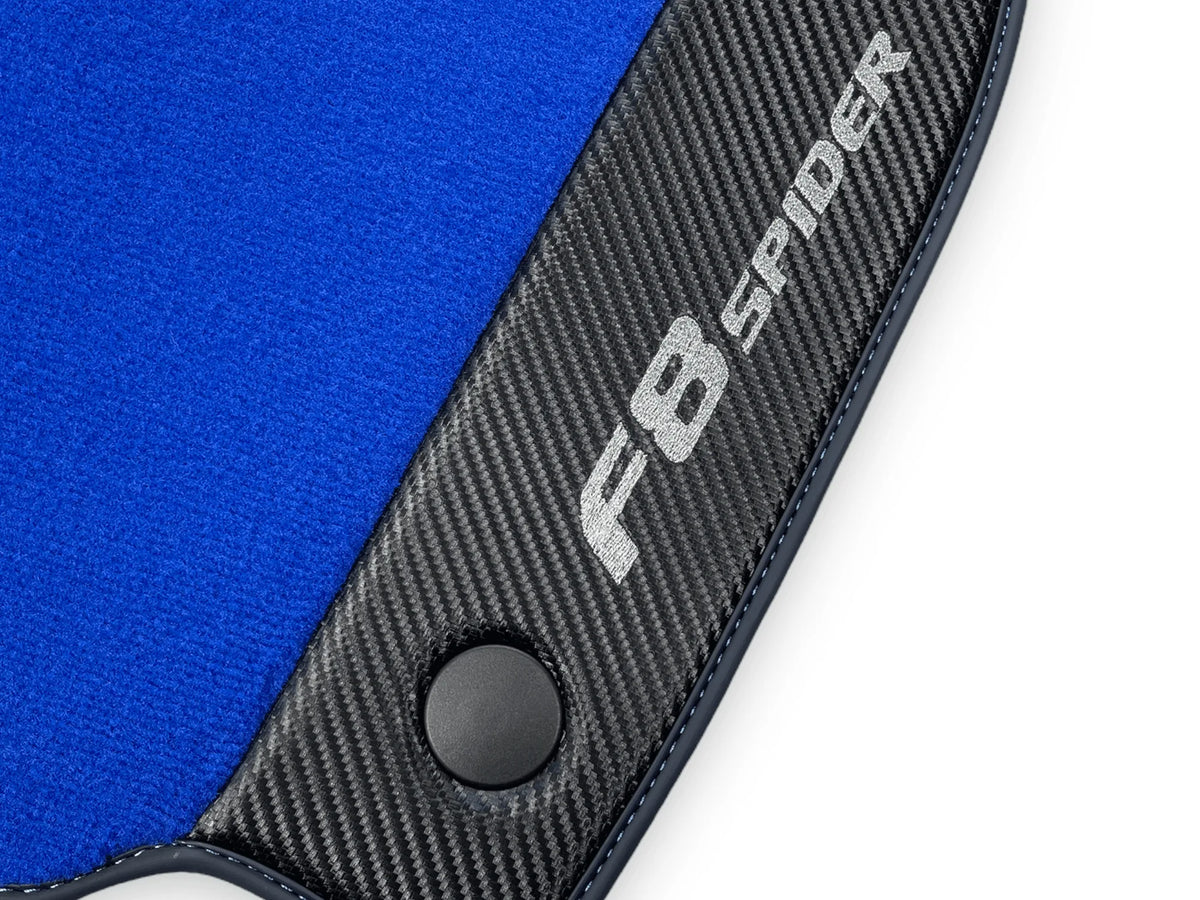 Blue Floor Mats For Ferrari F8 Spider 2019-2022 With Carbon Fiber Leather - AutoWin