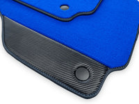 Blue Floor Mats For Ferrari F8 Spider 2019-2022 With Carbon Fiber Leather - AutoWin