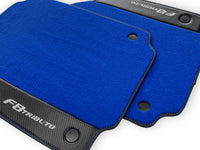 Blue Floor Mats For Ferrari F8 Tributo 2019-2022 With Carbon Leather - AutoWin