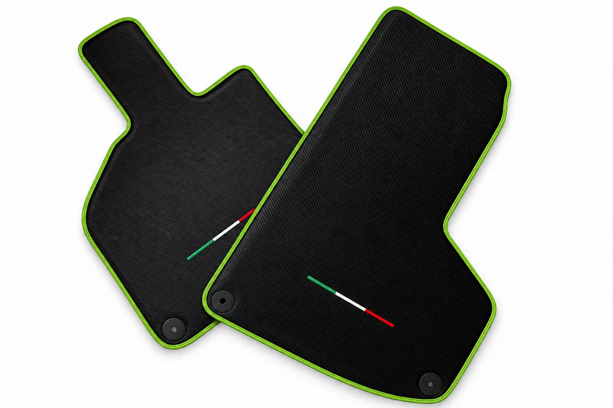 Carbon Fiber Floor Mats for Lamborghini Huracan with Italian Flag Green trim