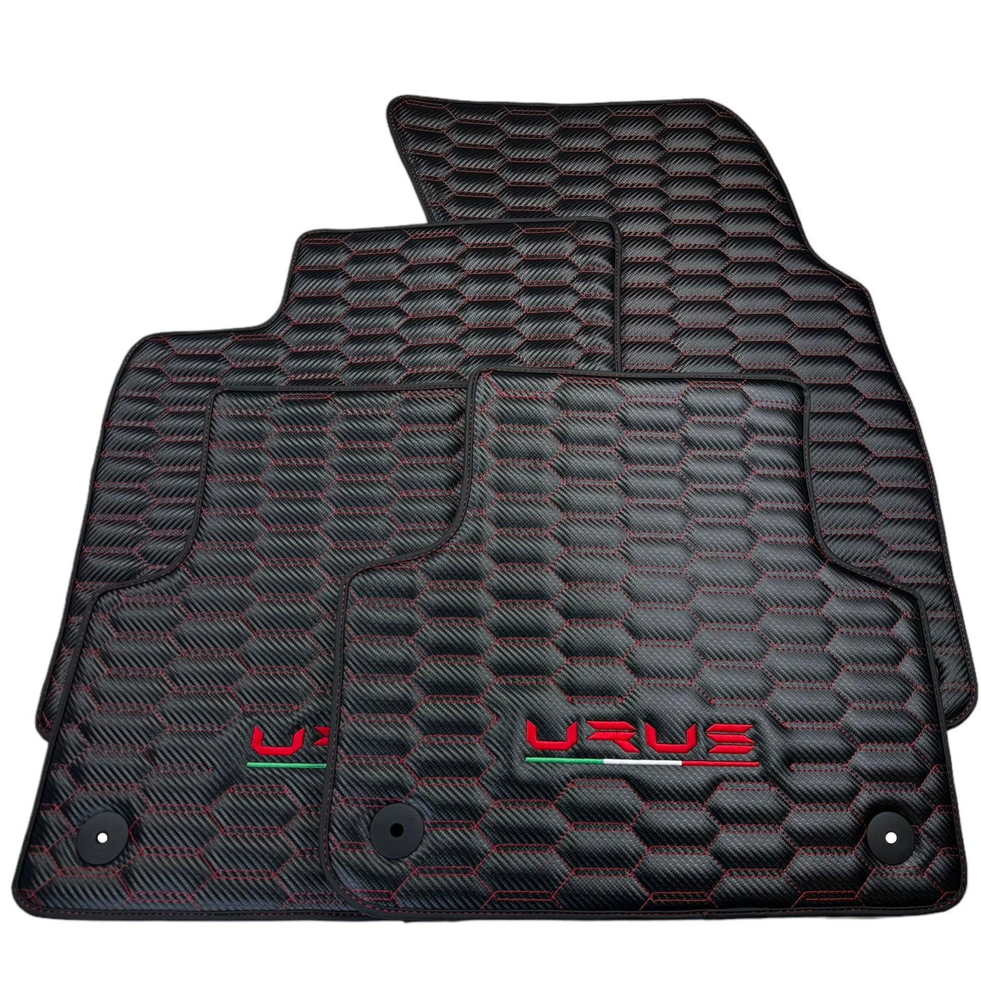 Carbon Fiber Floor Mats for Lamborghini Urus with Red Stitching - AutoWin
