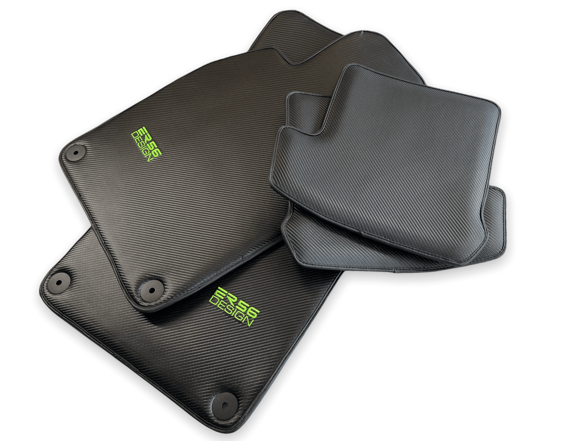 Carbon Fiber Floor Mats for Porsche Cayenne (2018-2023) Green Sewing - AutoWin