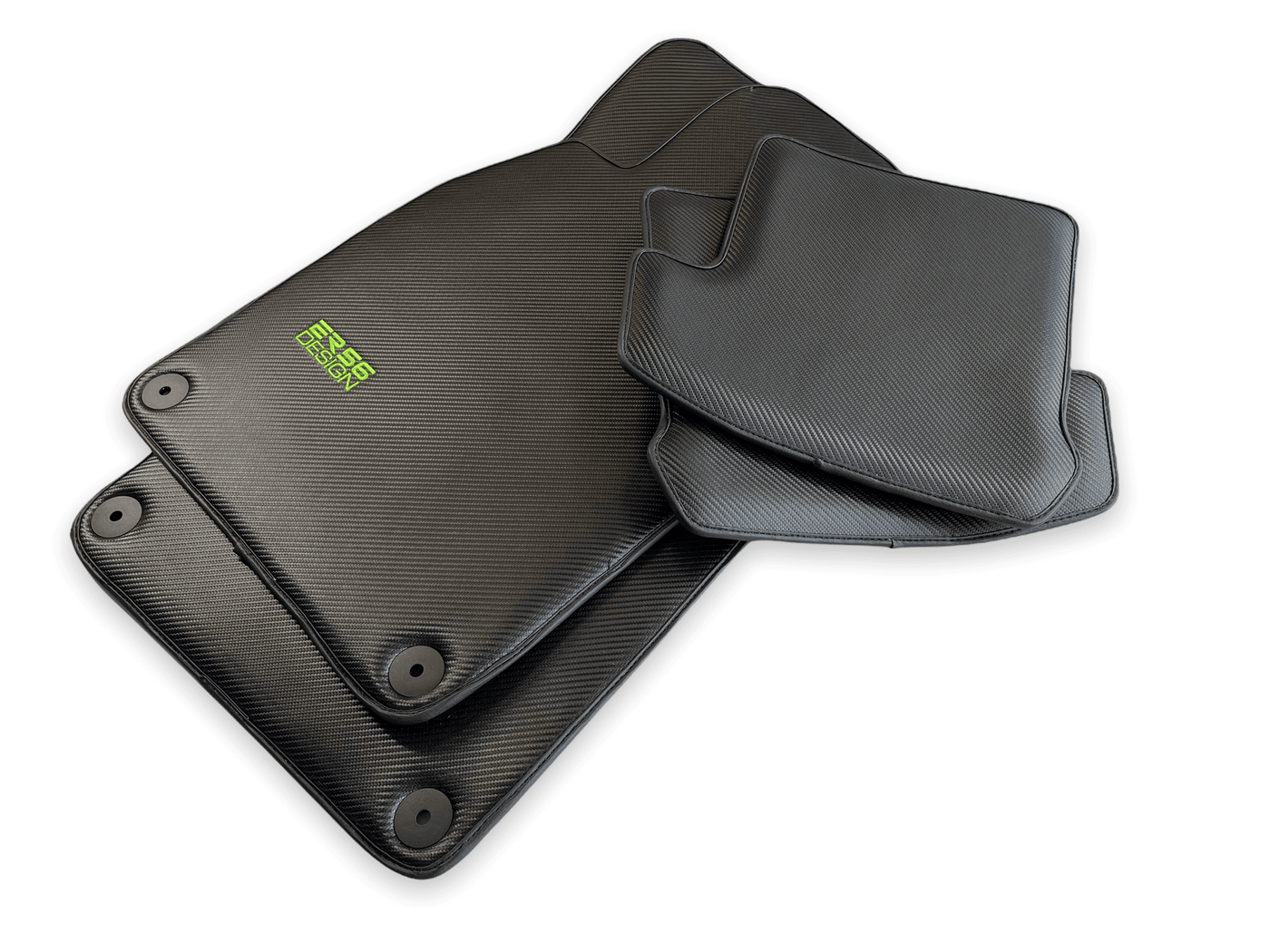 Carbon Fiber Floor Mats for Porsche Cayenne (2018-2023) Green Sewing - AutoWin