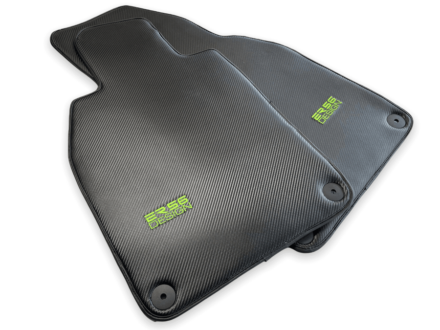 Carbon Fiber Floor Mats for Porsche Cayenne (2018-2023) Green Sewing - AutoWin