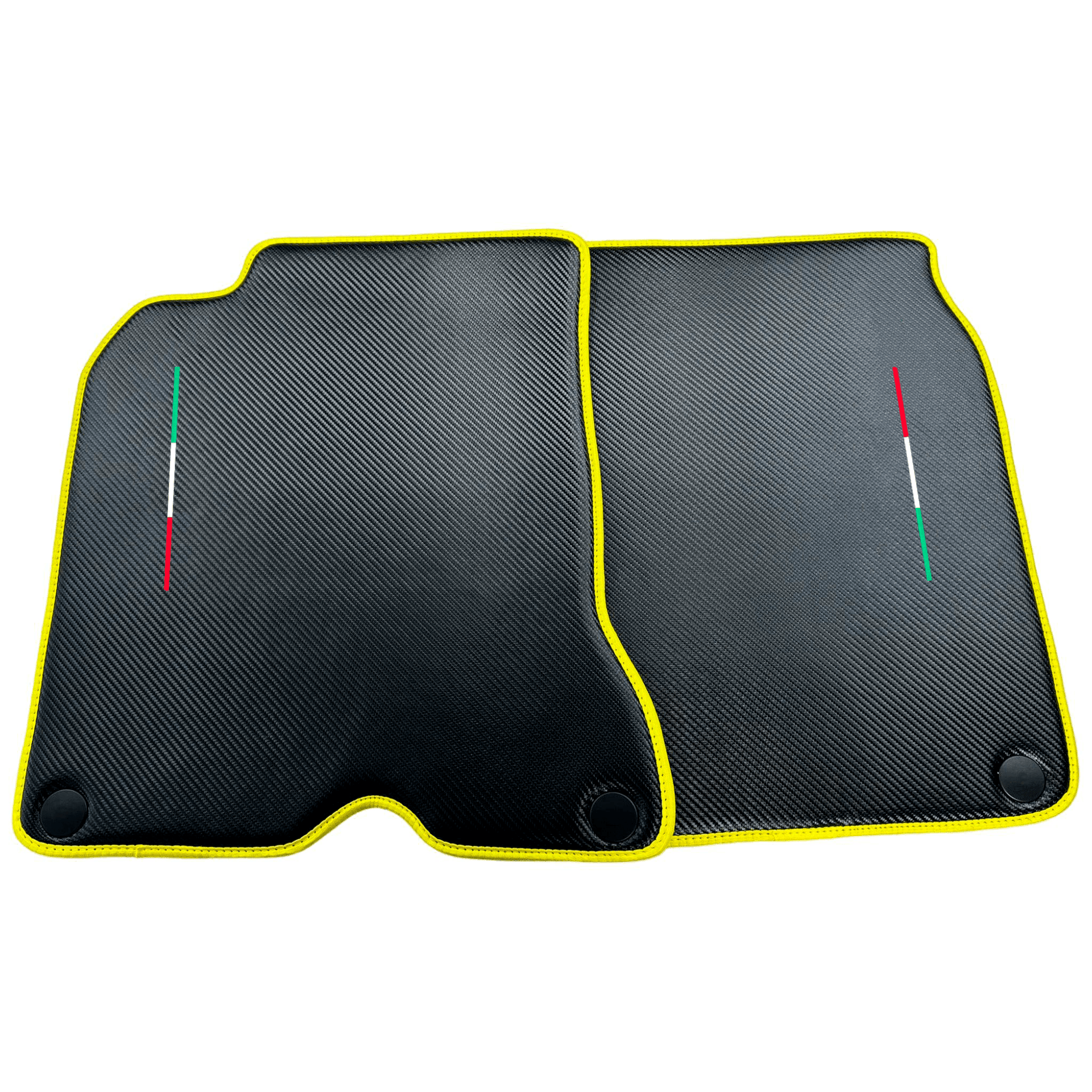 Carbon Fiber Leather Floor Mats For Ferrari California T (2015-2018) with Yellow Trim - AutoWin