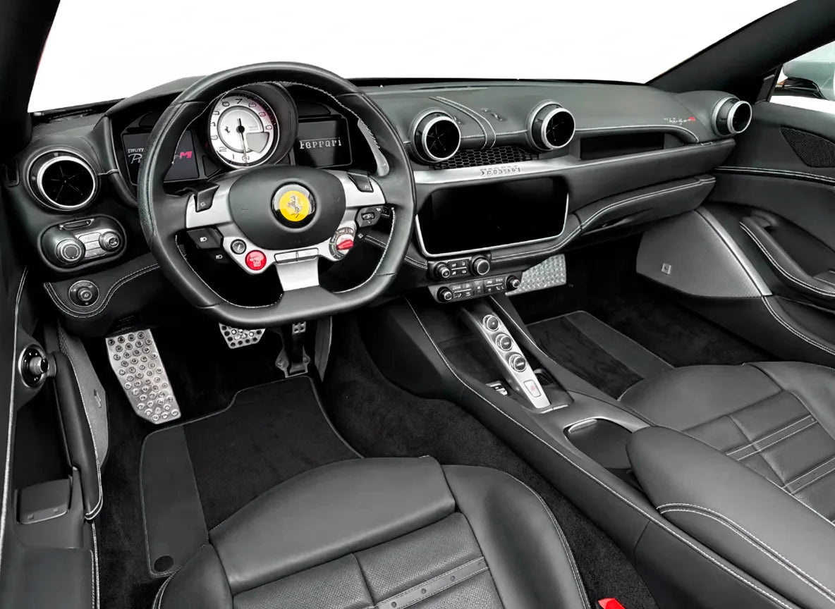 Custom Black Floor Mats For Ferrari Portofino (2018-2023) With Leather
