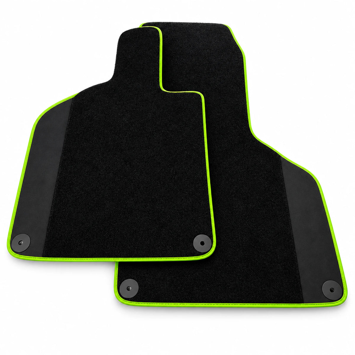 Custom Black Floor Mats for Lamborghini Huracan with Alcantara Leather Green Trim