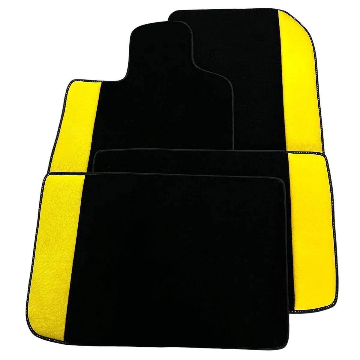 Custom Black Floor Mats for Rolls Royce Ghost Series I (2010–2020) with Yellow Leather