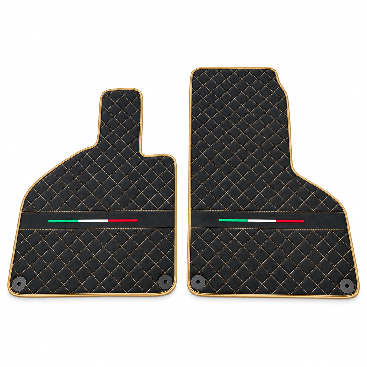 Custom Floor Mats for Lamborghini Huracan Perfomante Alcantara Leather Gold Trim