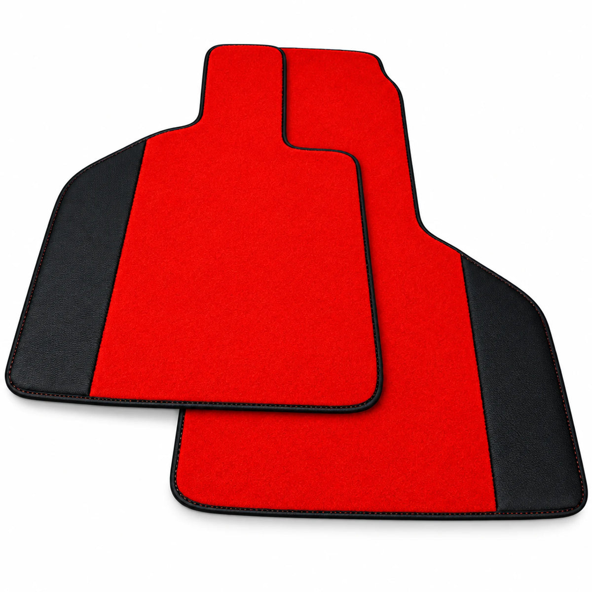 Custom Red Floor Mats for Lamborghini Huracan STO With Black Leather Red Sewing