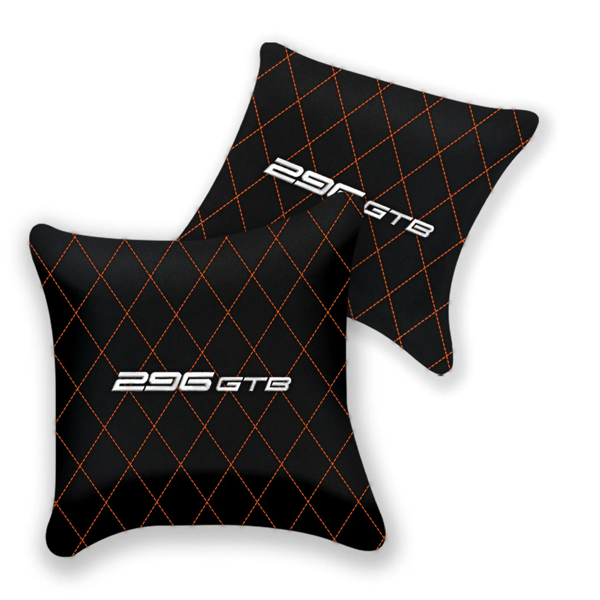 Customizable Black Leather Pillows Set of 2 for Ferrari 296 GTB (2022-2027) - Various Stitching Colors