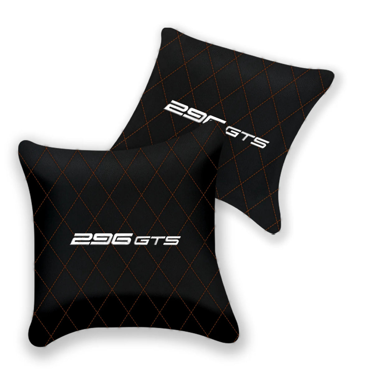 Customizable Black Leather Pillows Set of 2 for Ferrari 296 GTS (2022-2027) - Various Stitching Colors
