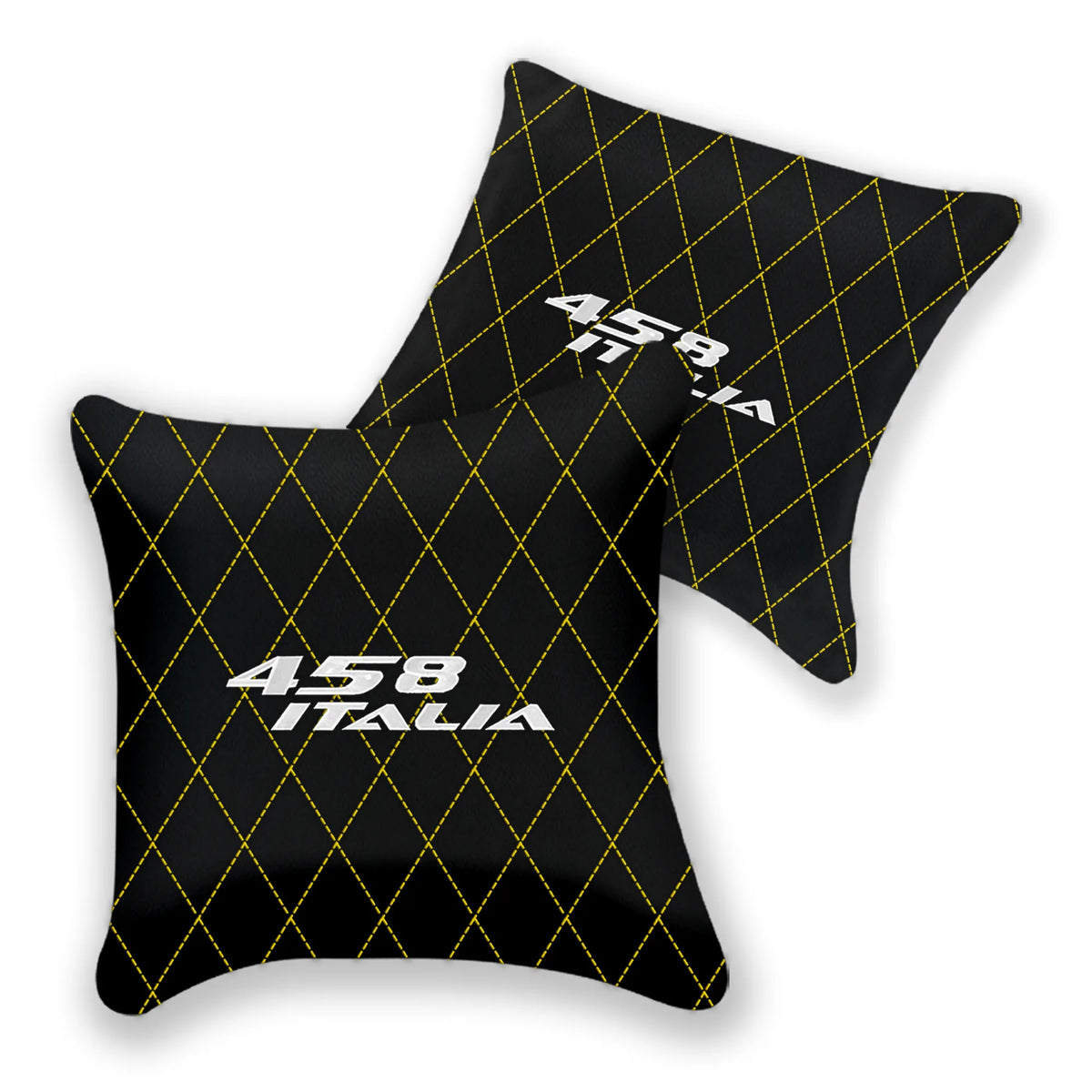 Customizable Black Leather Pillows Set of 2 for Ferrari 458 Italia (2009-2015) - Various Stitching Colors