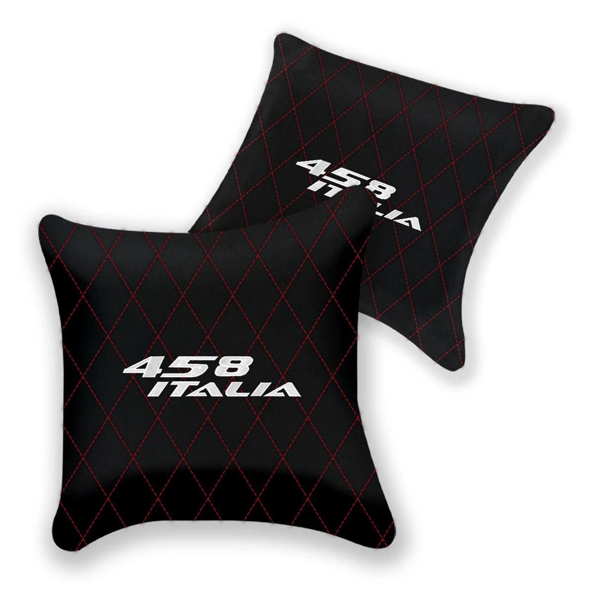 Customizable Black Leather Pillows Set of 2 for Ferrari 458 Italia (2009-2015) - Various Stitching Colors