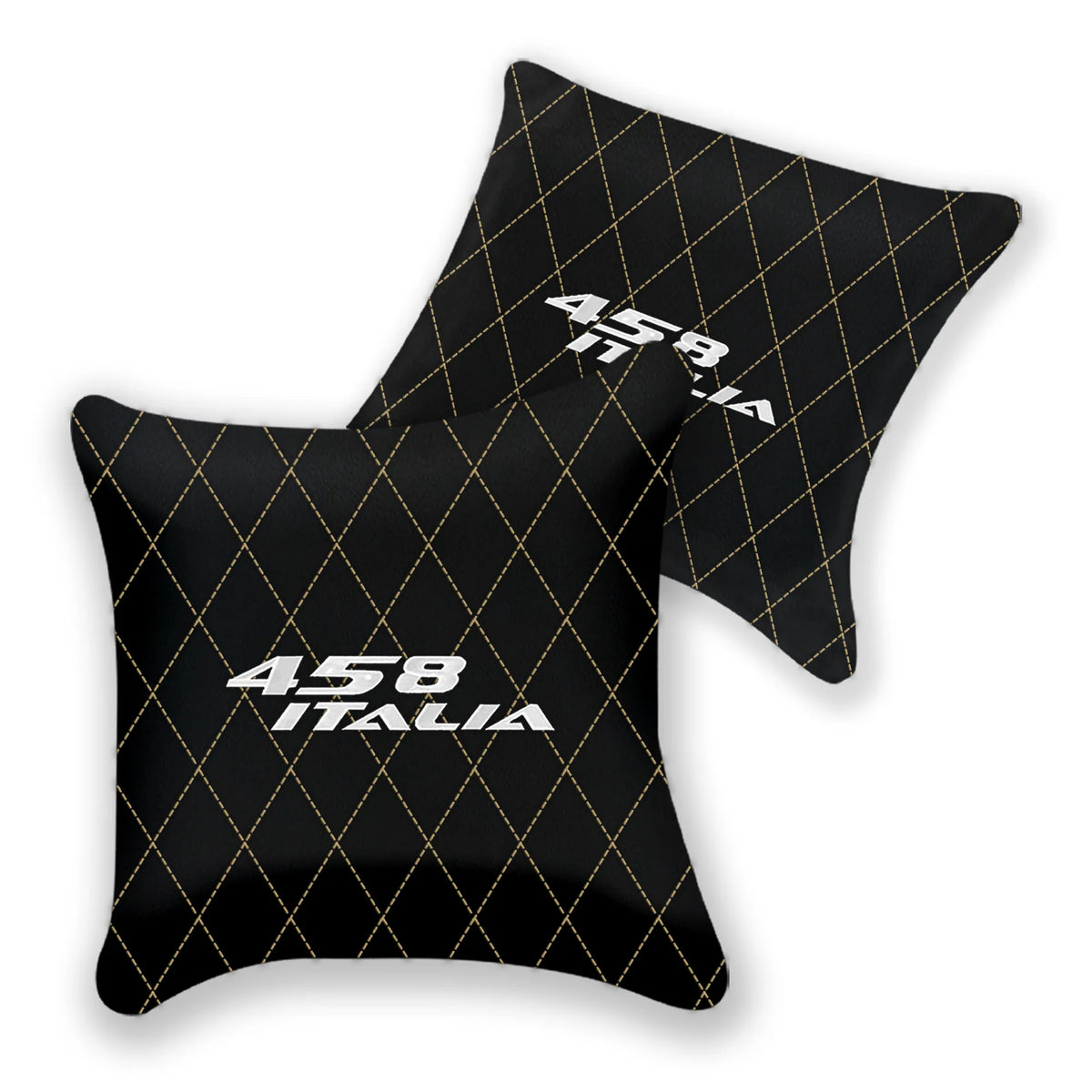Customizable Black Leather Pillows Set of 2 for Ferrari 458 Italia (2009-2015) - Various Stitching Colors
