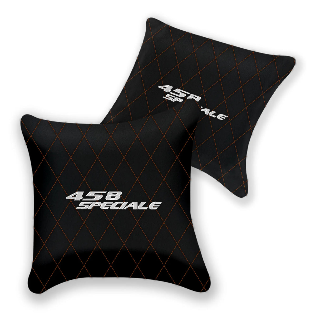 Customizable Black Leather Pillows Set of 2 for Ferrari 458 Speciale (2012-2015) - Various Stitching Colors