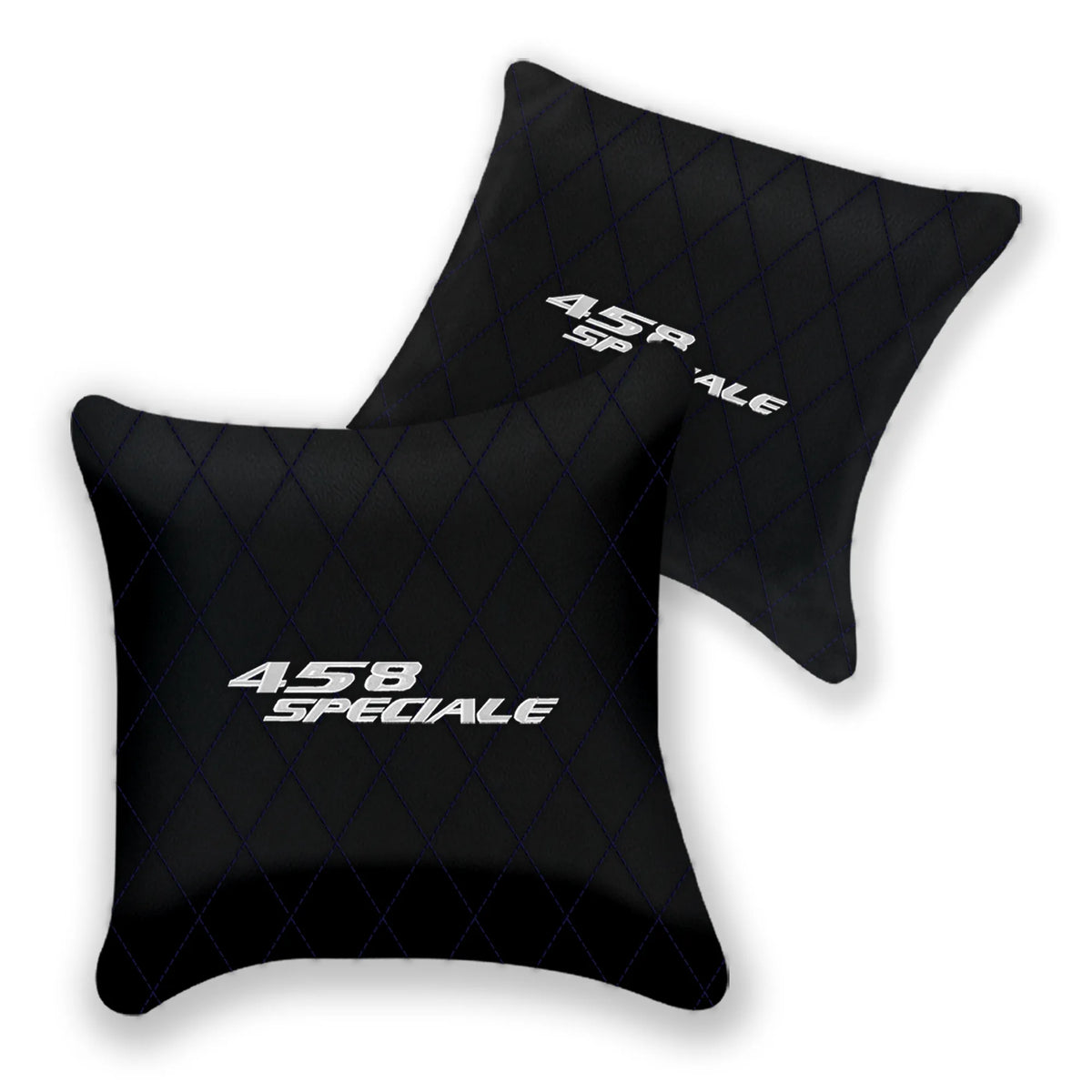 Customizable Black Leather Pillows Set of 2 for Ferrari 458 Speciale (2012-2015) - Various Stitching Colors