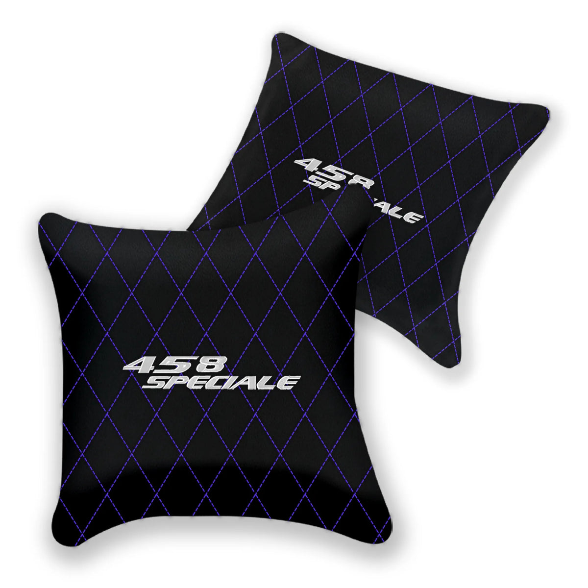 Customizable Black Leather Pillows Set of 2 for Ferrari 458 Speciale (2012-2015) - Various Stitching Colors